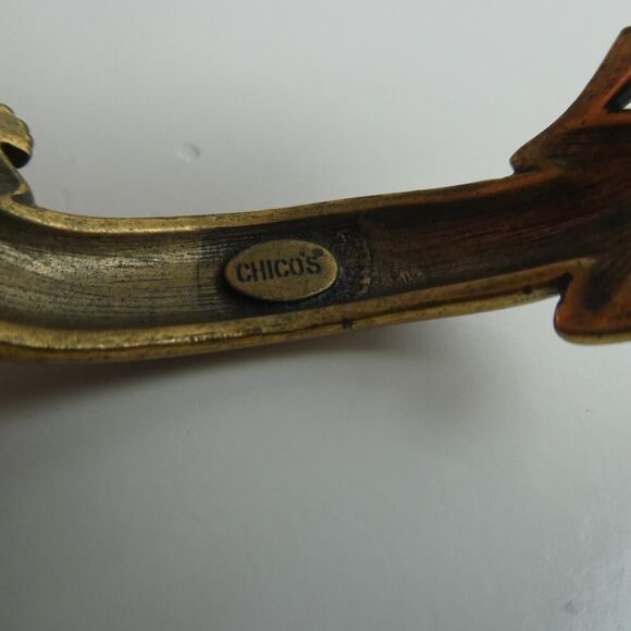 Chico's Lizard Enamel Rhinestone Clamper Cuff Bracelet Sparkly Hinged Figural - Picture 6 of 6